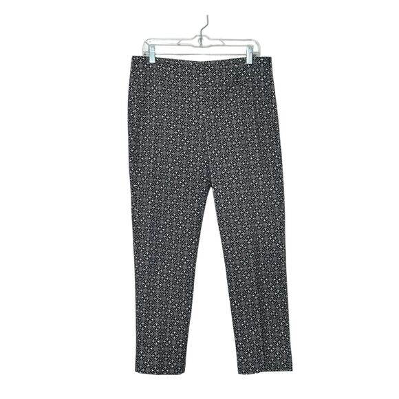 J. Jill black cream print stretch ankle pants size 10 - Picture 1 of 8